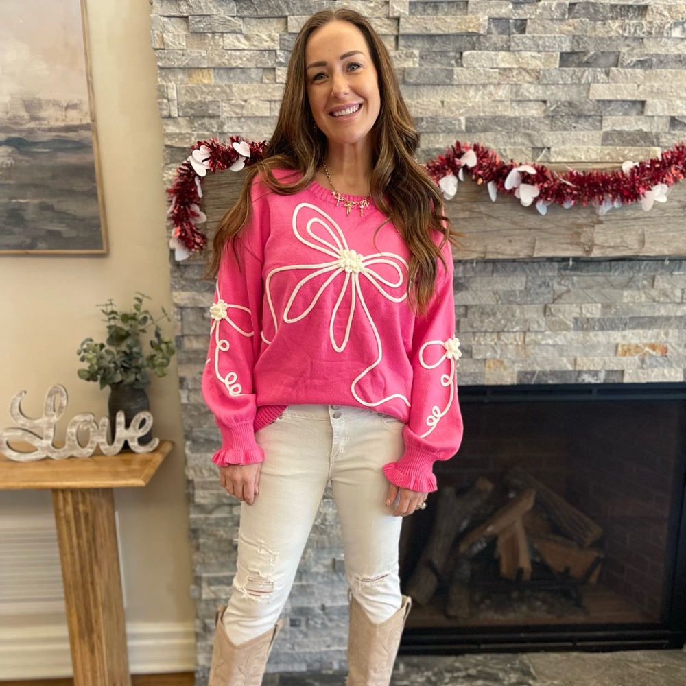 Hot Pink Bow Sweater